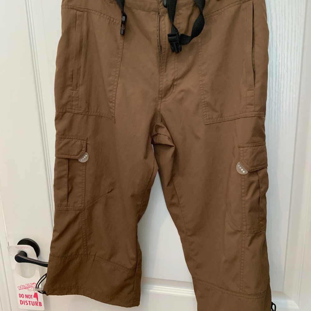 Alpine Design Brown Capri Cargo Pockets Zip Slit Front Pockets Size L